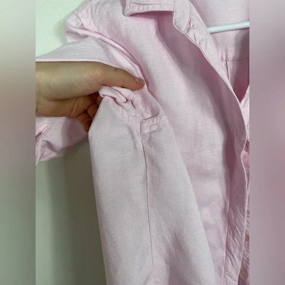 Joan Vass NY Elegant Pink Button Down Women's Shirt Linen Work Career Size M - Picture 6 of 16